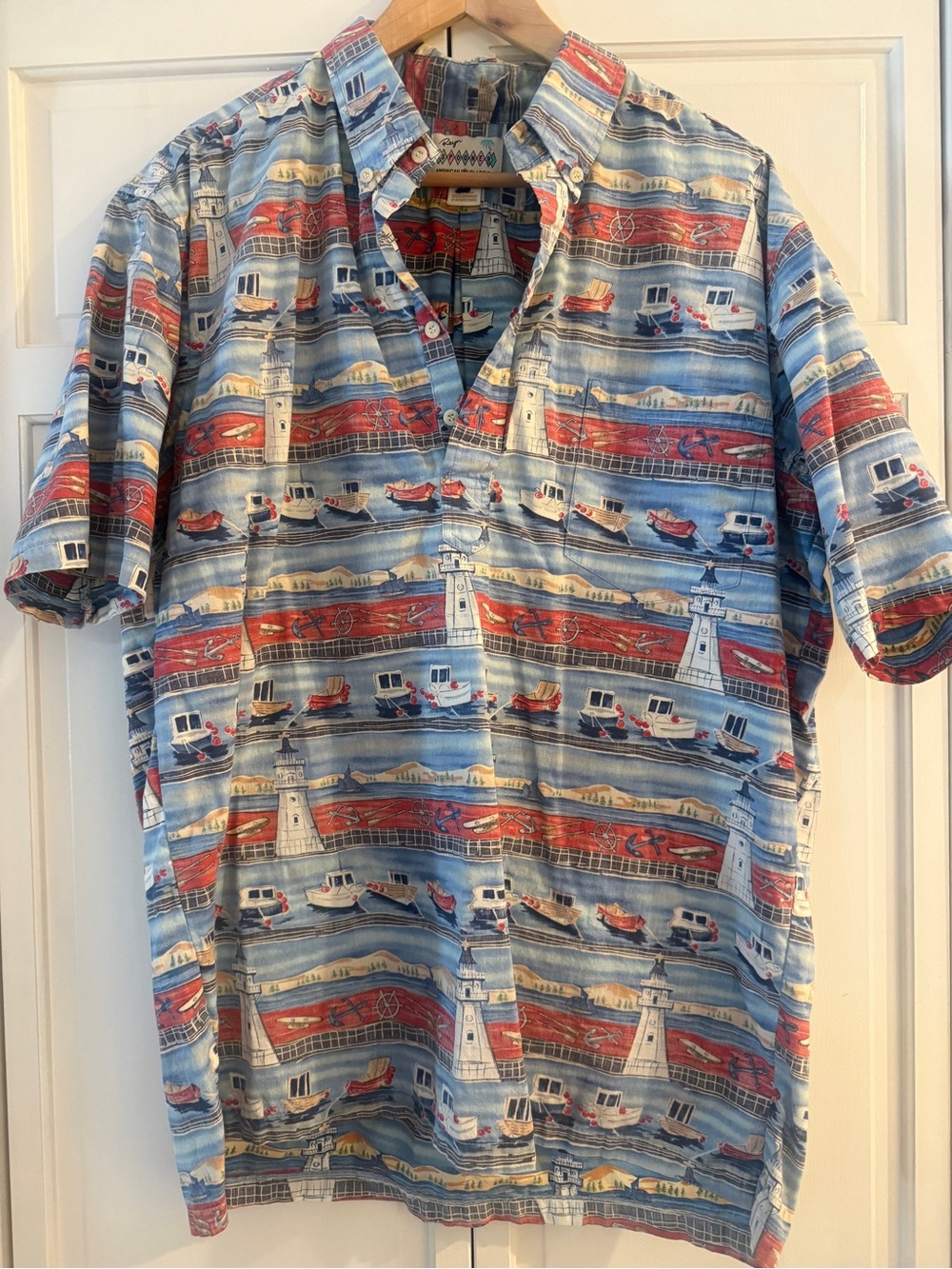 Reyn Spooner Reverse Nautical Print Shirt, Men’s Size XXL